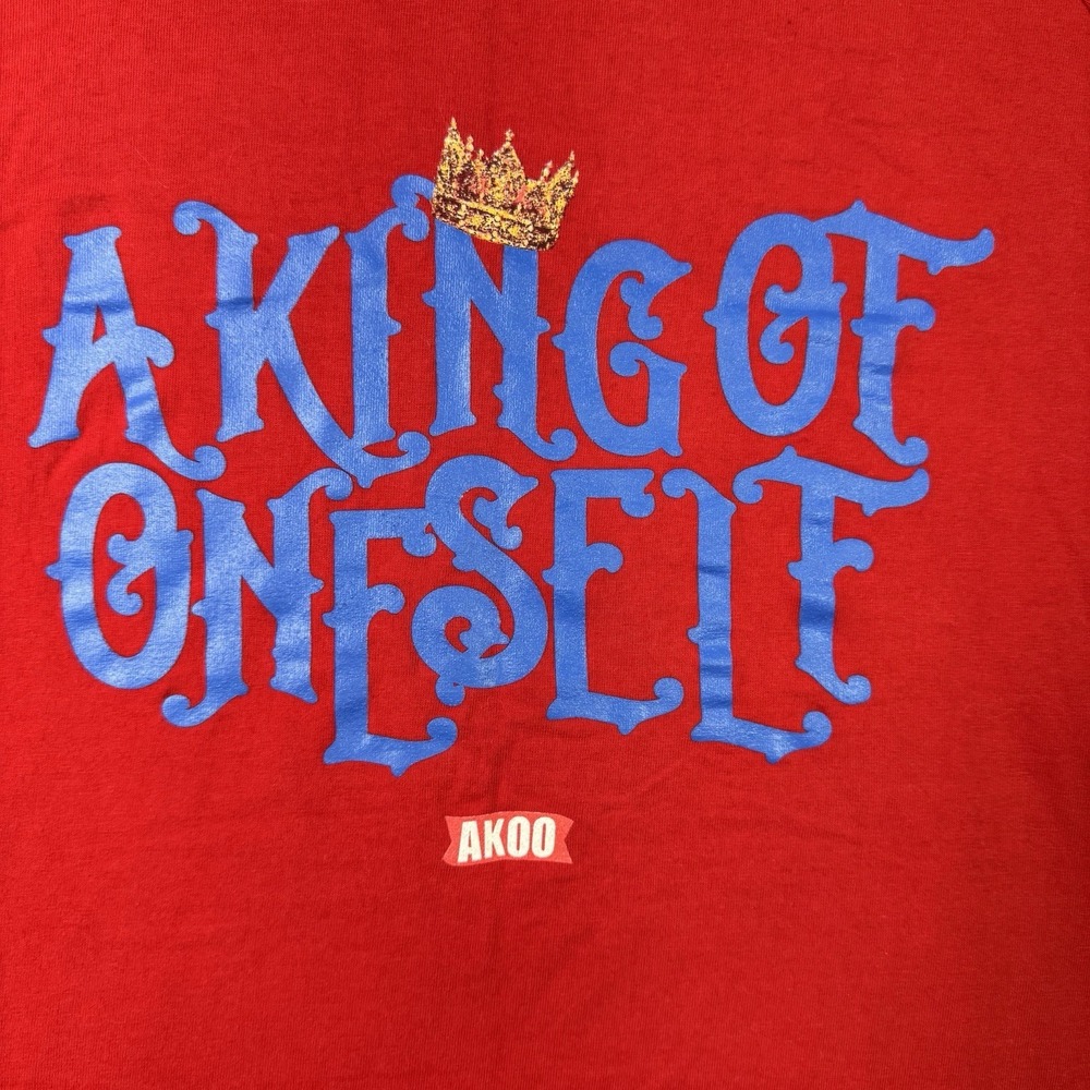 AKOO A King Of Oneself Graphic T-Shirt Mens Large Red Short Sleeve Cotton Tee - Picture 2 of 6